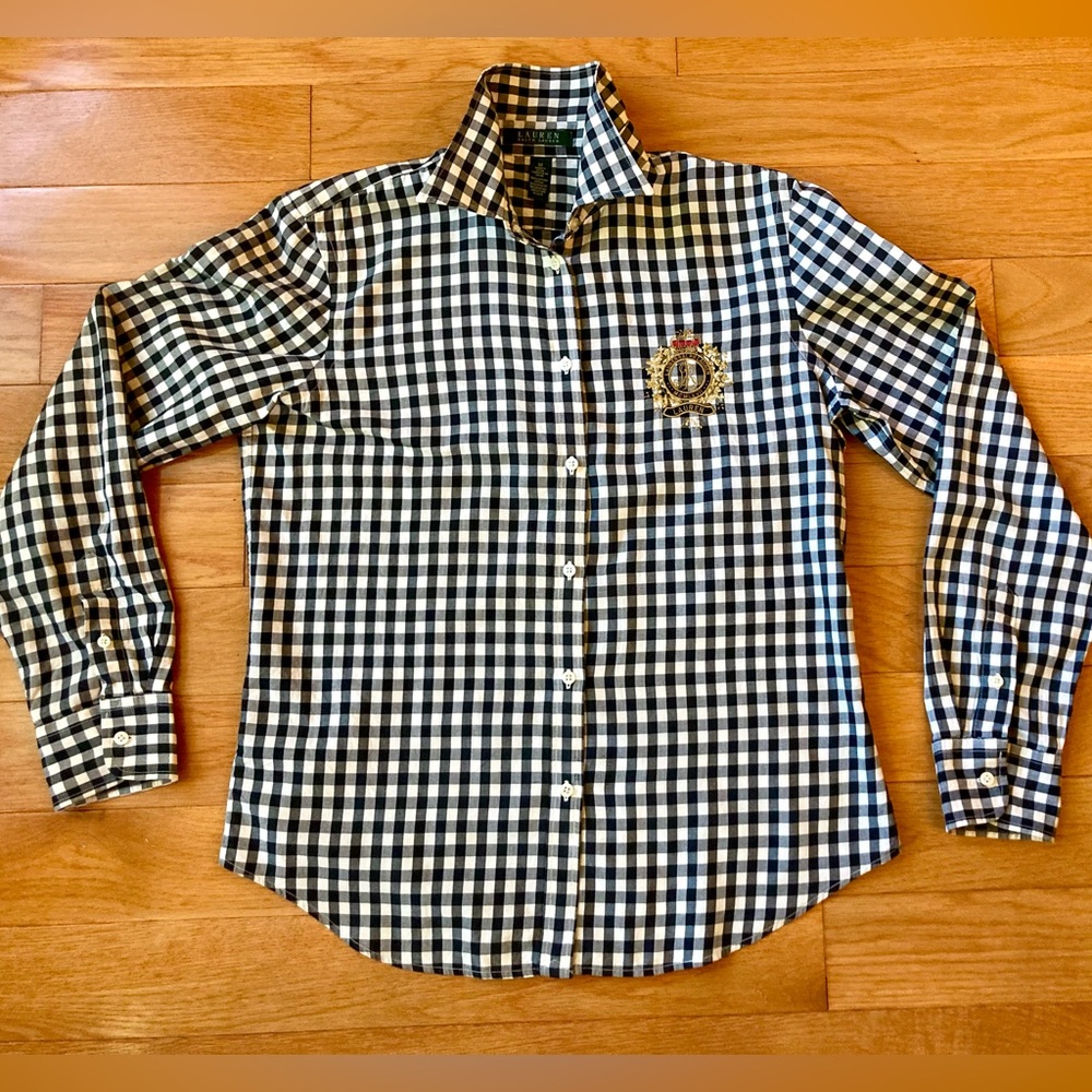 Lauren, Ralph Lauren, size M ,black and white checked 100% cotton Shirt - Picture 5 of 9